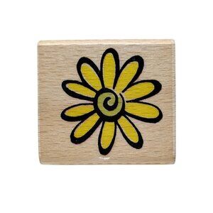 Yellow Daisy Vintage Mounted Rubber Stamp By Stampcraft